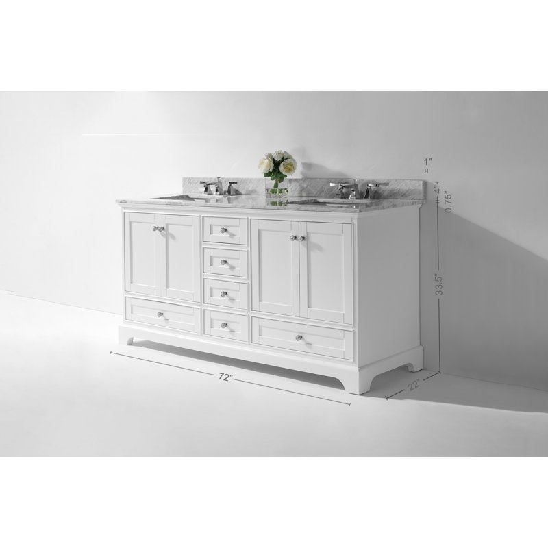 Audrey 72'' W Double Vanity, White| Brushed Nickel