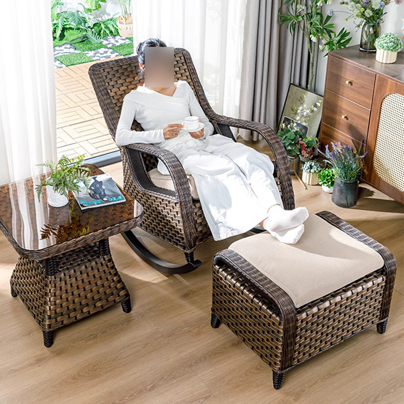 Chaise berçante ergonomique en alliage d'aluminium, Beige / café