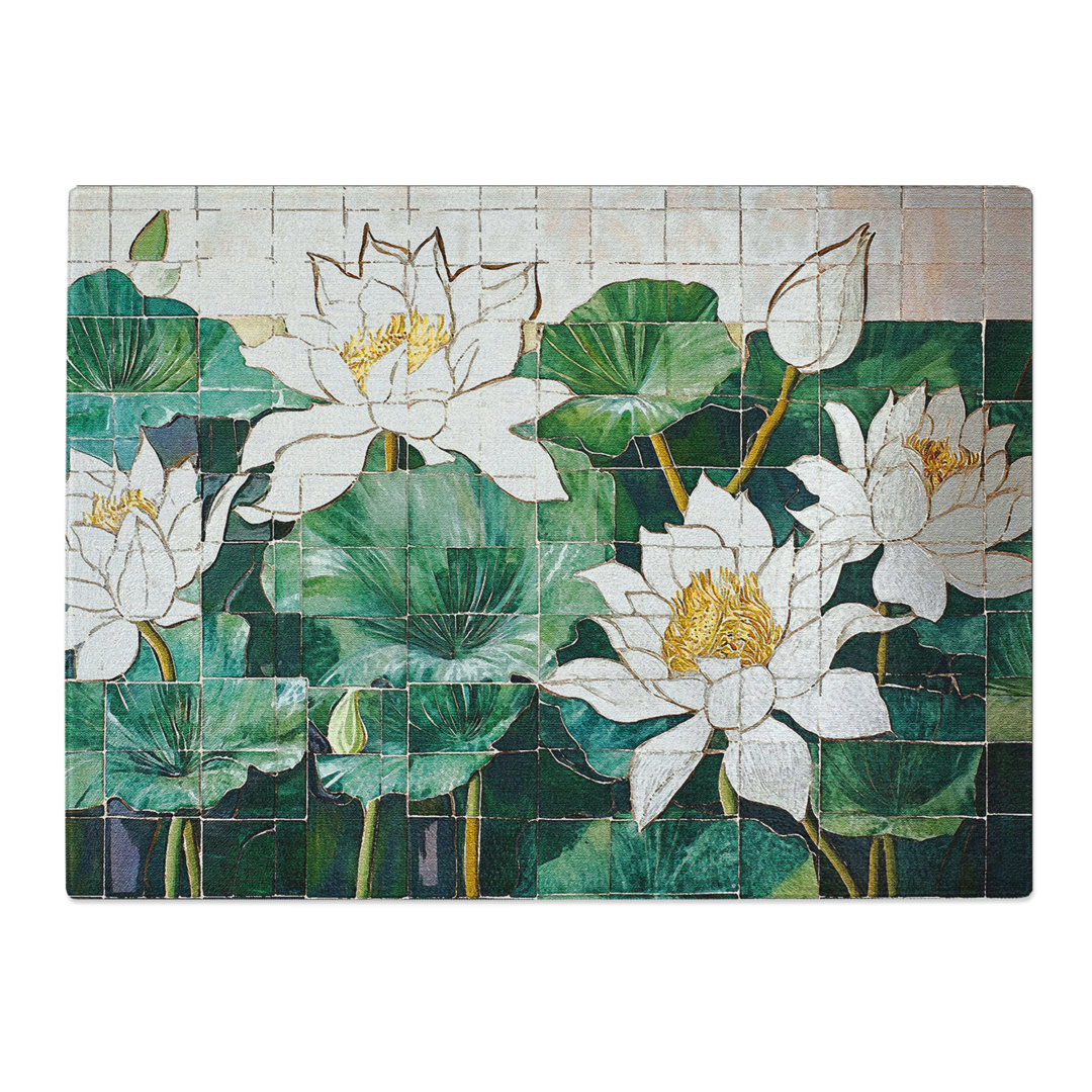 Mosaic Floral Tiles  Glass Chopping Board