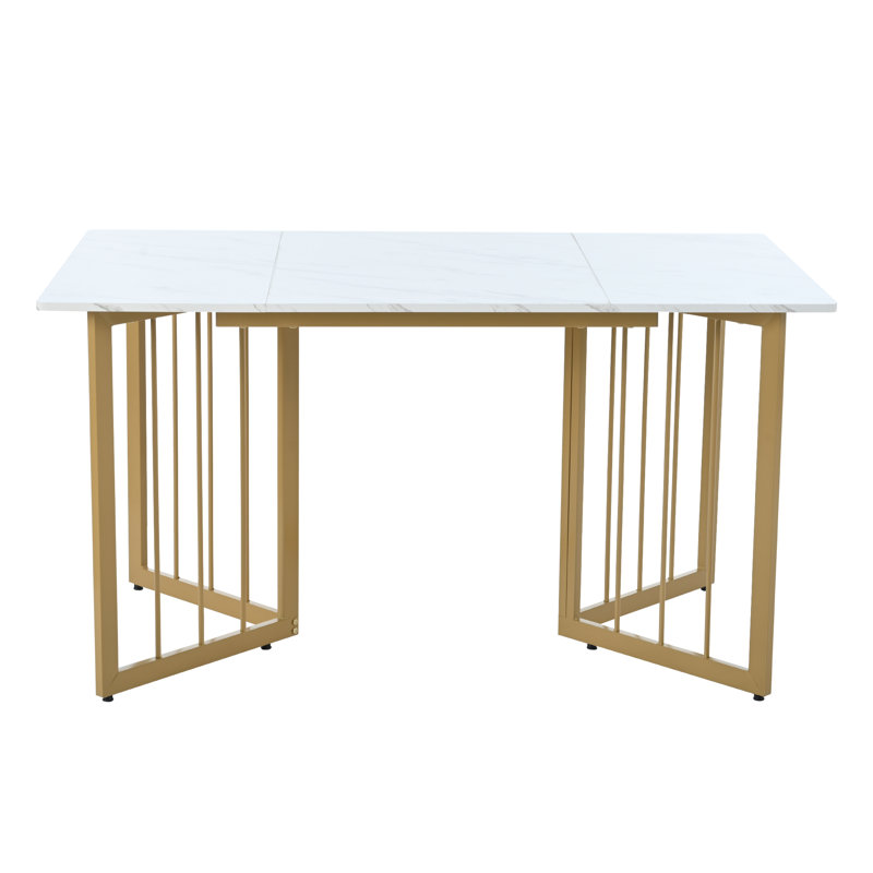 Glosco Metal Base Dining Table, Gold
