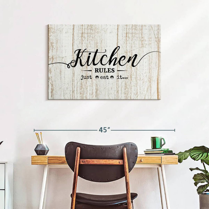 Kitchen Rules Wall Sign Canvas Print, 36" H x 24" W x 1.25" D