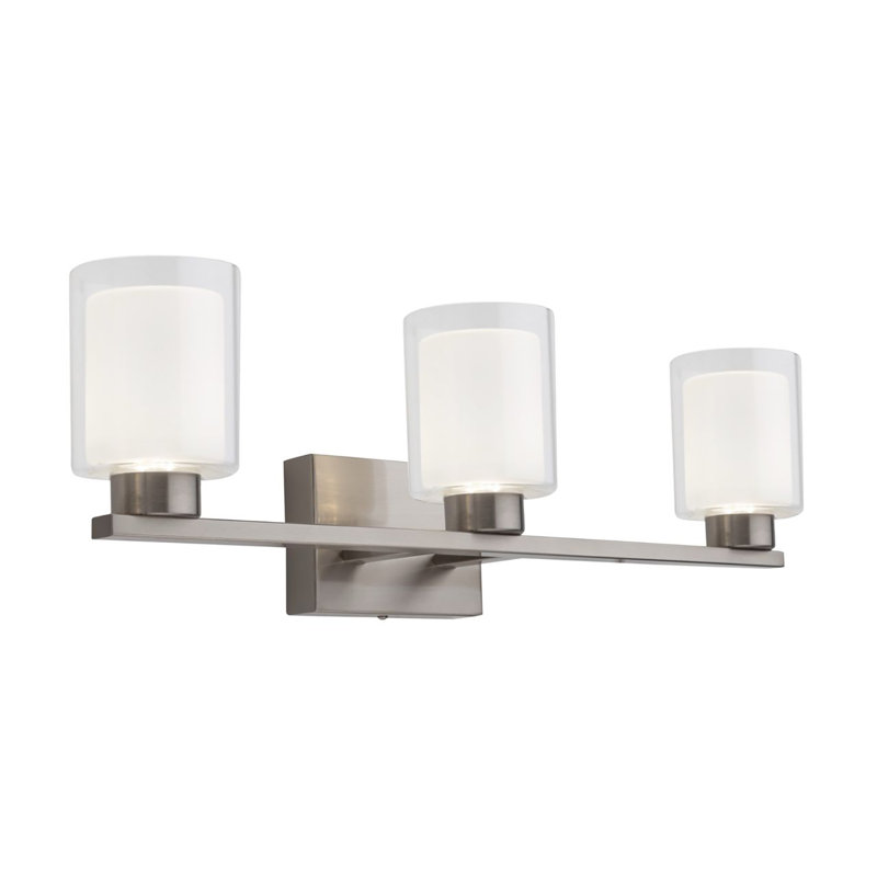 Ensemble de meuble-lavabo 3 lumières Rayes, Nickel brossé