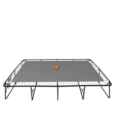 Trampoline rectangulaire 10 pi x 17 pi avec tissu vert, tubes en acier galvanisé thermolaqué noir avec système de panier de basketball