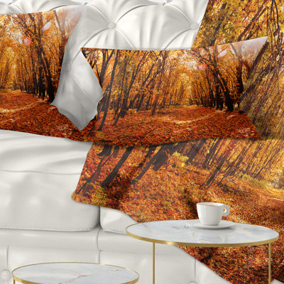 Falling Leaves in Forest Landscape Photo Rectangular Pillow Cover & Insert