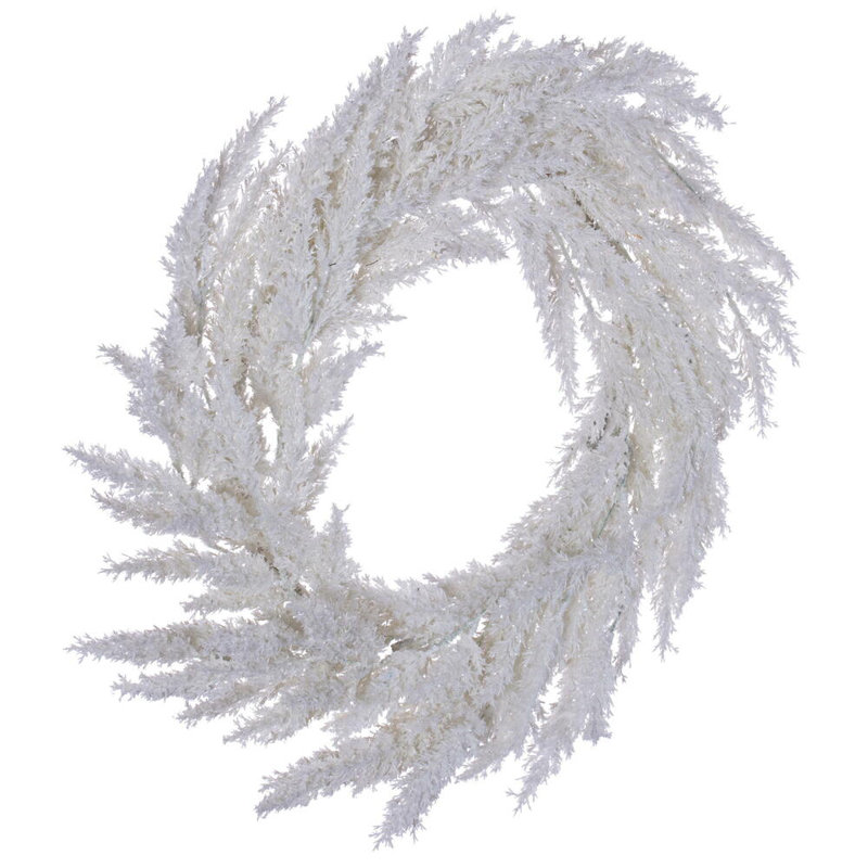 Vickerman 24" UnLit Artificial Pampas Grass Wreath., White
