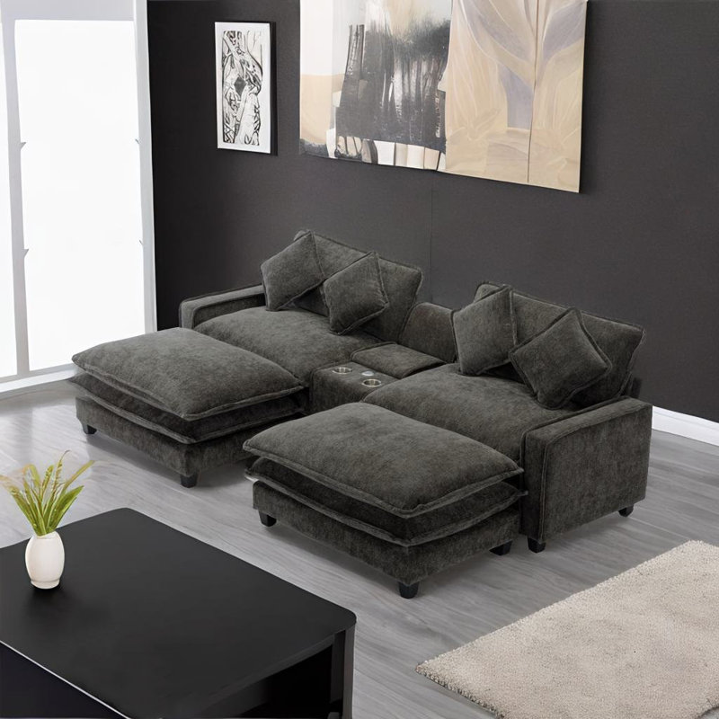 Canapé modulaire Kylend, Polyester noir