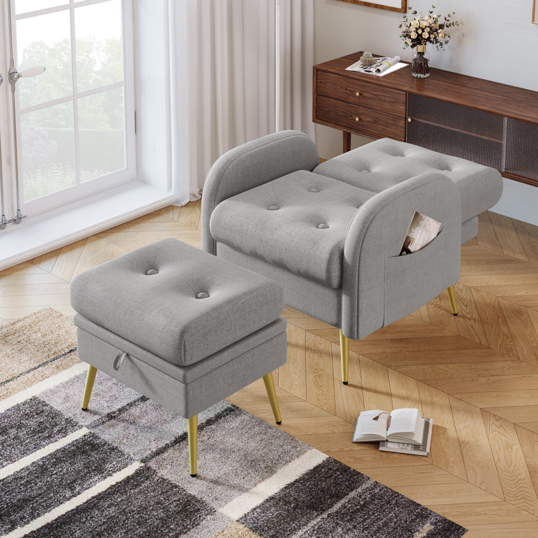 Loungesessel mit Hocker, Rückenlehne 3-stufig Verstellbar