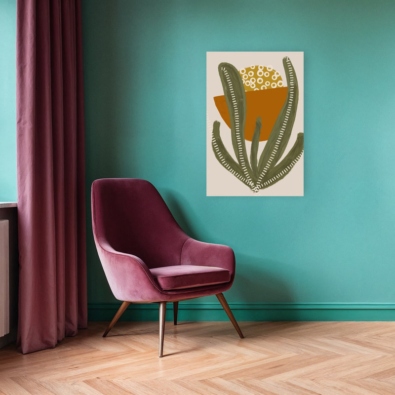 Desert Sun Cactus Abstract Minimalist Modern Cactus Landscape Nature Wall Art Print, H 36 po x l 24 po