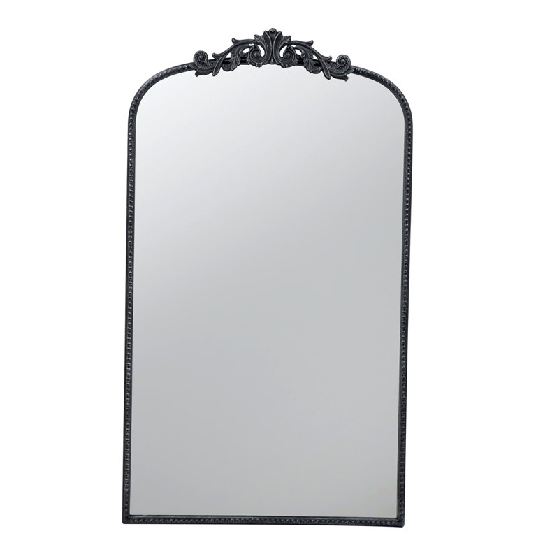 Classic Wall Mirror With Baroque Inspired Frame, Black, 42" H x 24" W