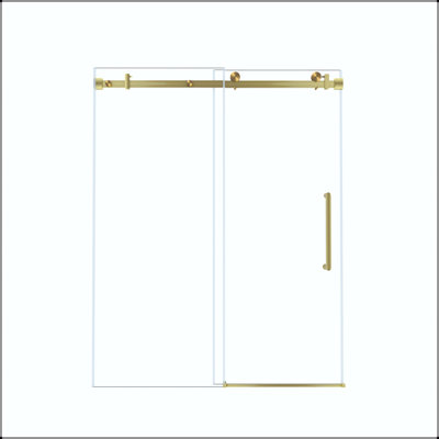 Porte de douche coulissante simple sans cadre 56-60 x 76 - Or brossé, rail carré