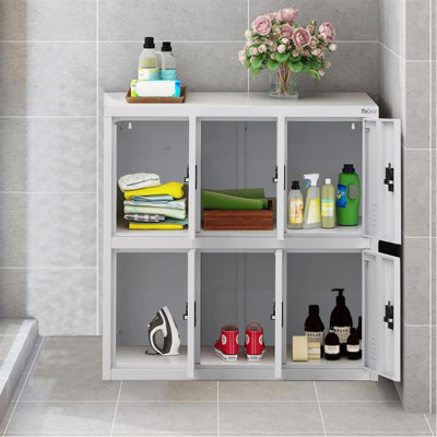 Casier 6 portes blanc avec loquet de verrouillage, armoire de rangement en métal pour la maison, le bureau