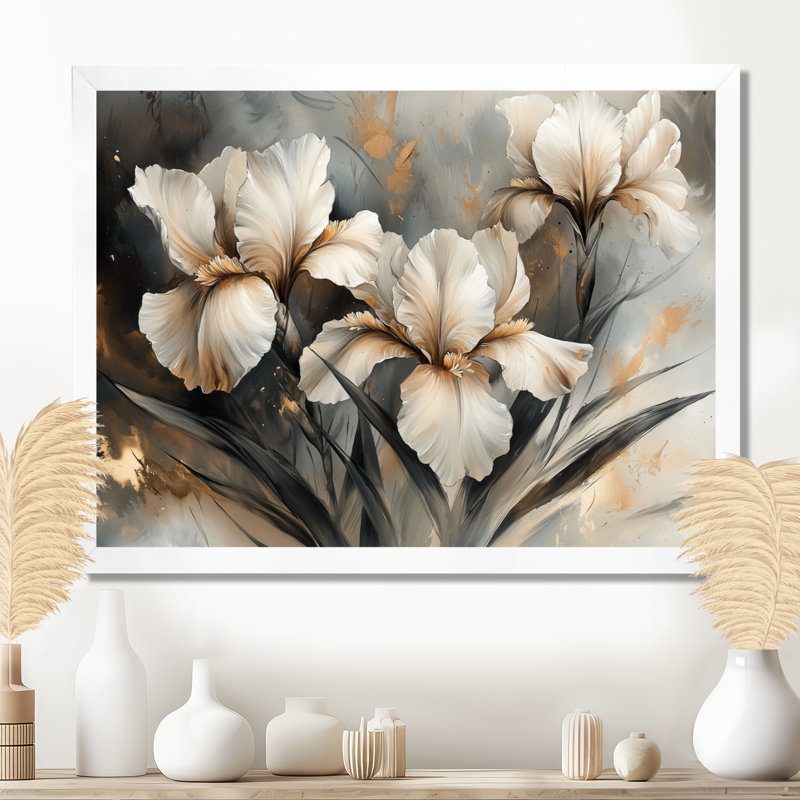 «Yellow Irise Desire I», art mural jaune, Impression d'un seul cadre photo sans passe-partou, H 12 po x l 20 po, Blanc