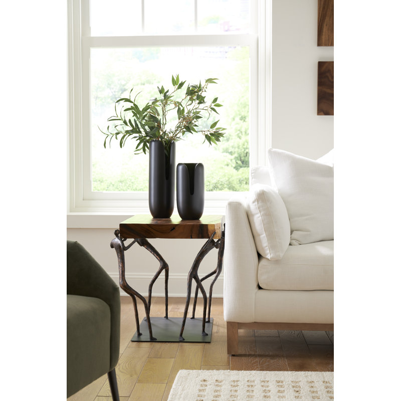 Interval Wood Vase, 15" H x 6" W x 6" D, Black