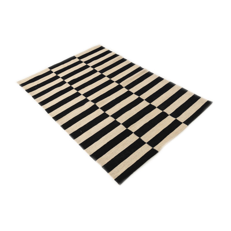 Tapis noir et blanc 3x5 Ponce