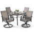 Patio 5-Piece Aluminum Dining Set with Textilene Swivel Chairs