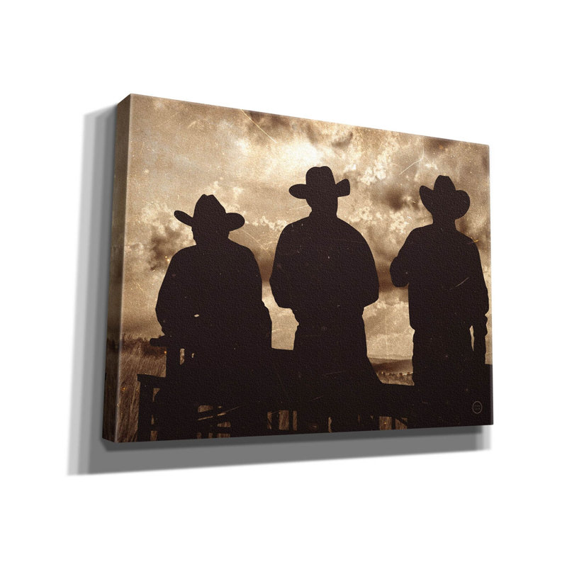 Toile épique «Three Cowboys Sepia» par Nathan Larson, graffiti épique, 34 po x 26 po, H 40 po x l 54 po x P 1,5 po