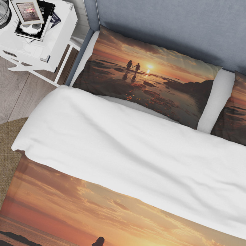 Ensemble de housse de couette Beach Photo Sunset Serenade X Bedding, Housse de couette pour très grand lit et 2 très