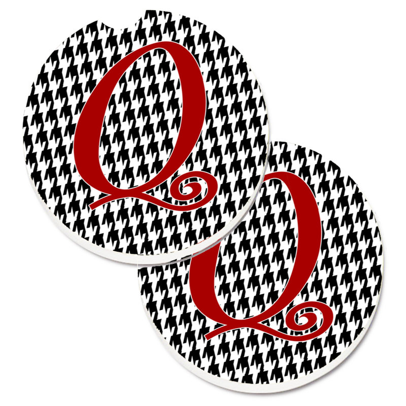 Ceramic Round 2 Piece Car Coaster Set, Q