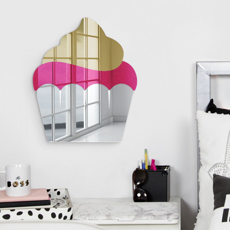 Décoration murale miroir Cupcake, Argent, H 12 po x l 10 po x P 1 po