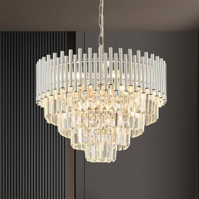 Lustre en cristal chromé 20 pouces à 5 niveaux K9