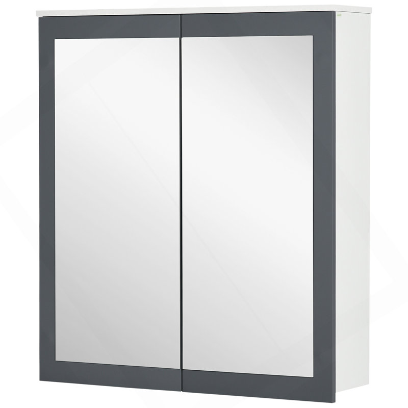 Armoire à pharmacie avec miroir Kleankin, armoire de salle de bain murale avec miroir 27 po x 30 po, armoire de salle de bain murale avec rangement, portes doubles et 2 tablettes réglables, blanc