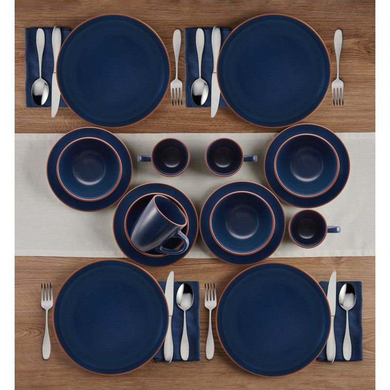 Pfaltzgraff Hunter 16-Piece Stoneware Dinnerware Set, Service for 4, Blue