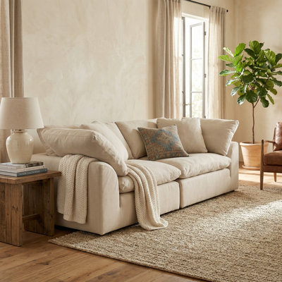 Caitlynne Cloud-Inspired 88" 2 Piece Oversized Deep Lounge Slipcovered Modular Sofa | Performance Fabric Washable Water-Resistant Stain-Proof | Deep-Seating Down-Filled Couch | Plush Cushions, Modern Design