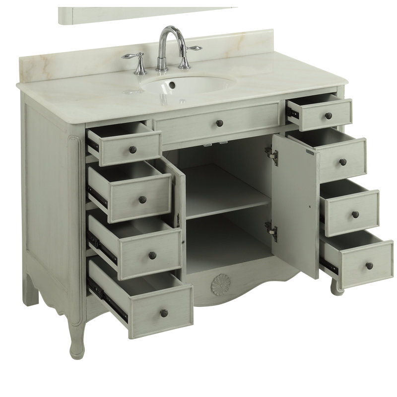 Ensemble de meuble-lavabo simple 47 po avec miroir Medina, Gris clair vieilli