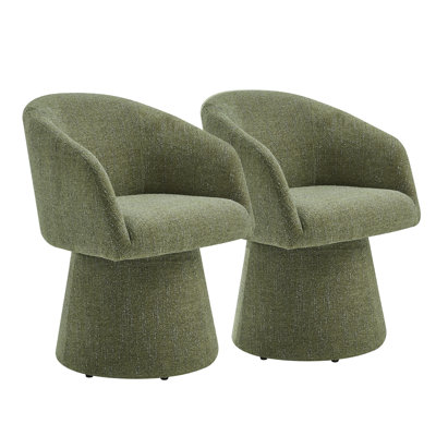 Fauteuil demi-tonneau revêtu de chenille Kyo (ensemble de 2)