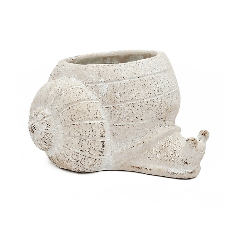 Pot à fleurs décoratif sable et ciment avec finition texturée beige, H 4,74 po x l 8,34 po x P 7,04 po