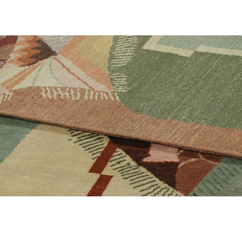 Art Deco Handmade Kilim Wool Geometric Area Rug, Rectangle 10' x 14'