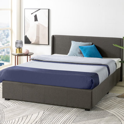 Estella Upholstered Bed Frame with Headboard, Ottoman Under-bed Storage