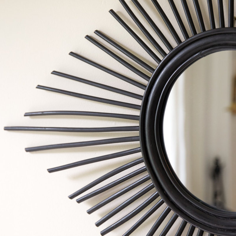 Isidore Round Mirror, Black