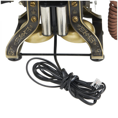 Téléphone noir en laiton avec cordon d'alimentation