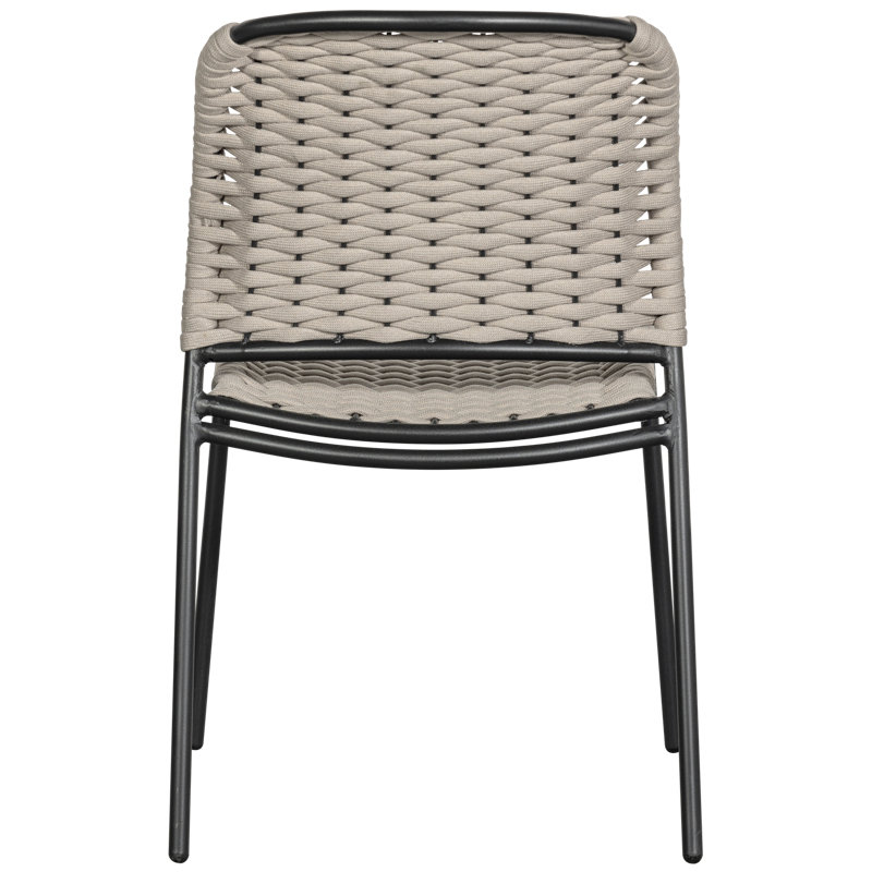 Taku Patio Dining Side Chair, Beige/Black