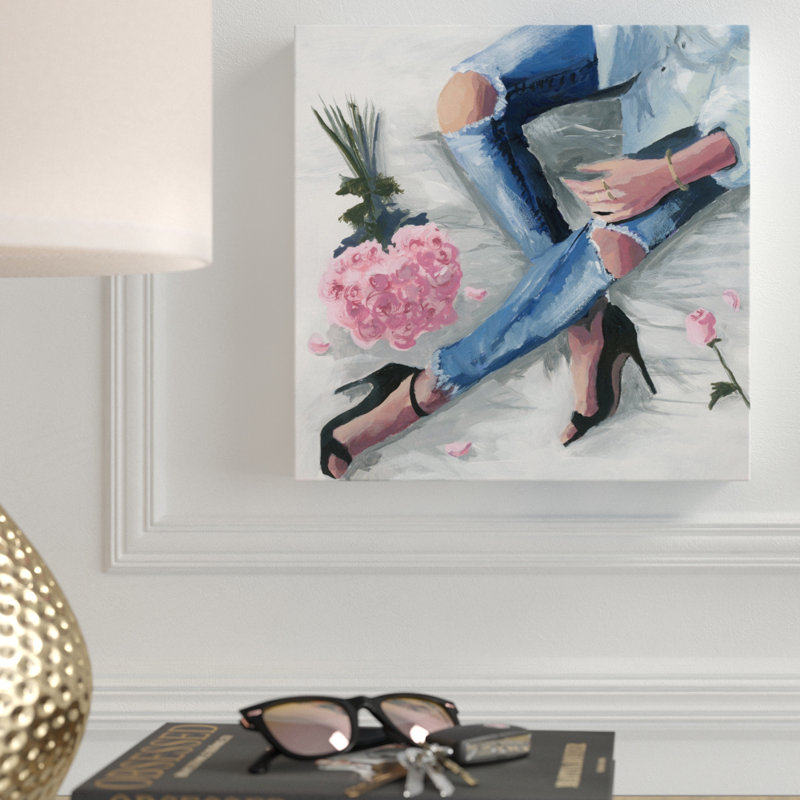 Romantiques jeans - Impression sur papier, H 16 po x l 16 po x P 1,5 po, Toile tendue