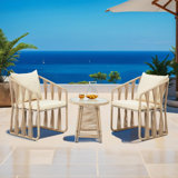  3 Piece Patio Rattan Bistro Set, Outdoor All Weather Wicker Furniture Chairs With Table And Soft Cushions, Modern Conversation Set Ideal For Balcony, Garden And Poolside