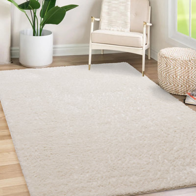 Hammersmith White Solid Shag Area Rug