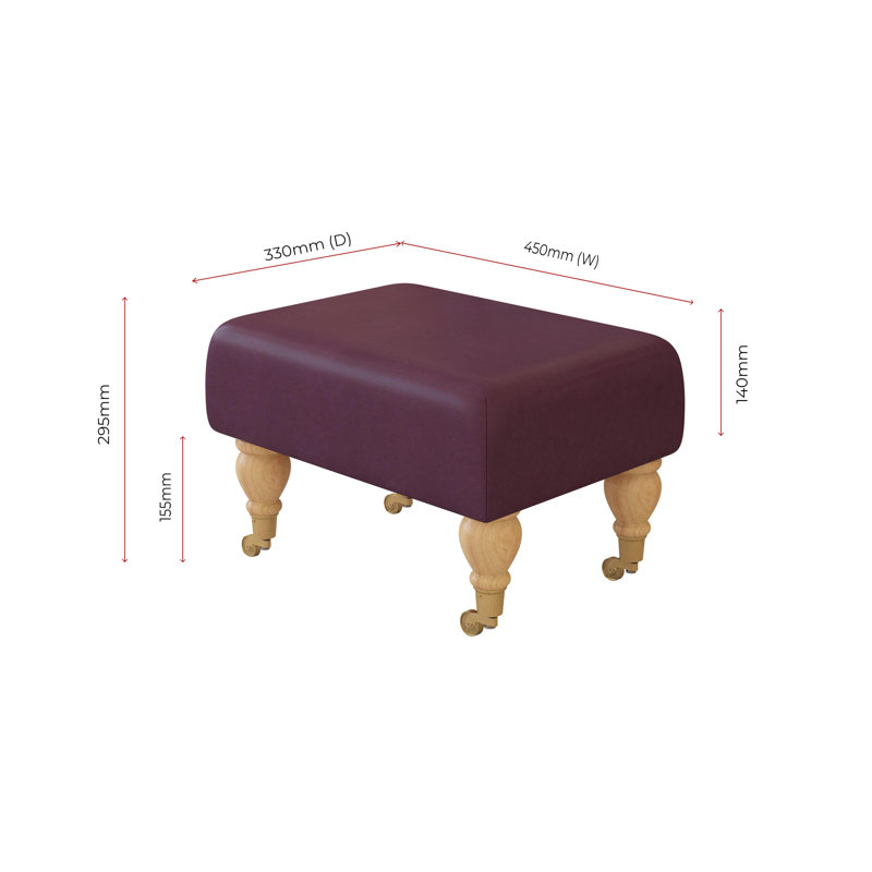 Acierno Mahogany Wood Caster Leg - Faux Leather, Natural, Damson Purple