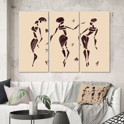 «Abstract Brown Dancers», reproduction d'art sur toile glamour - PT40922