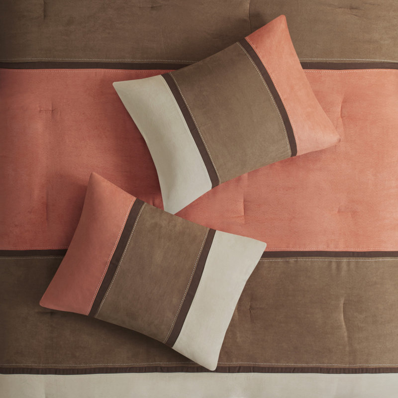 Ensemble d'édredon en faux suède, 7 pièces, corail, taille grand | Idée de cadeau