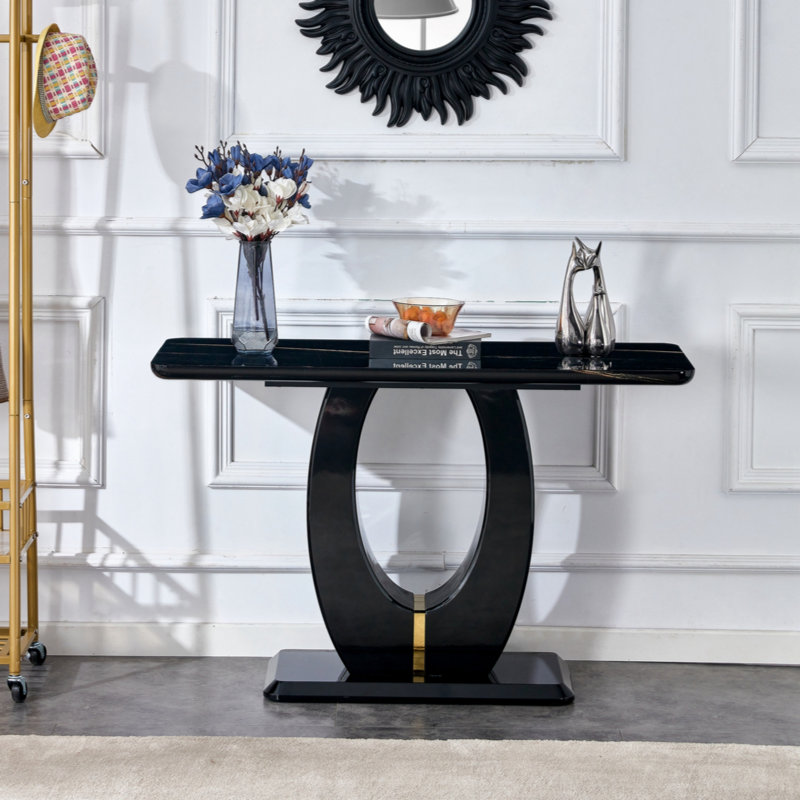 Aizley 18 " Rectangular Dining Table, Black/Gold