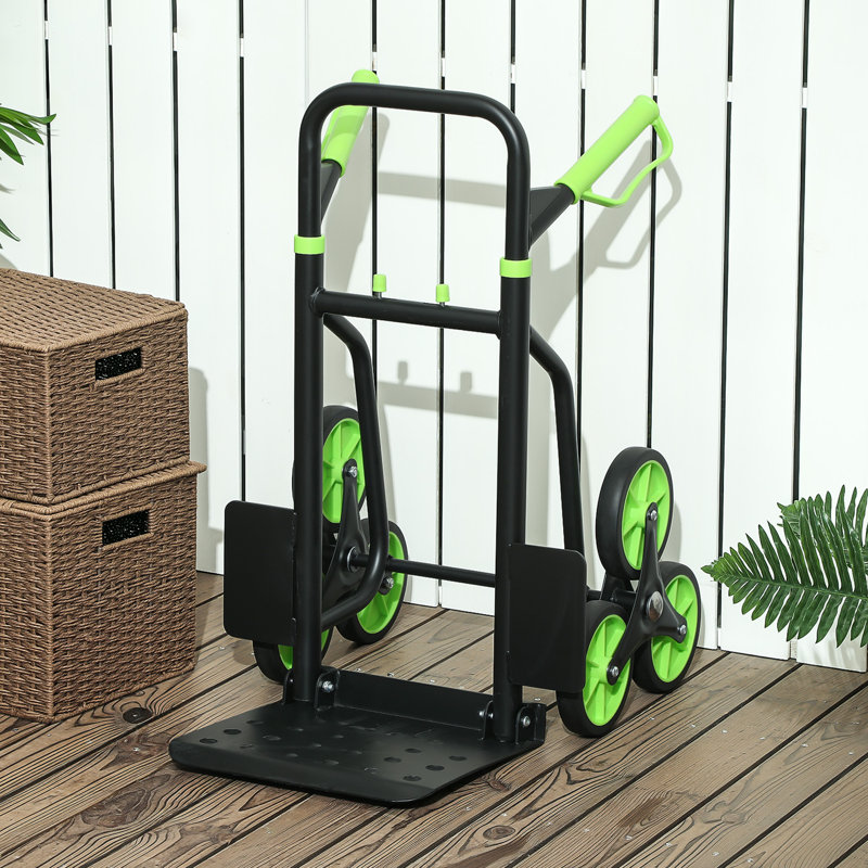  Trolley Hand Trucks 6-Wheels Foldable Load Cart Steel, Green, Green