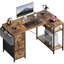 L-Shaped Computer Desk with Storage Bag & 3 Fabric Drawers, Modern Home Office Corner Desk with Storage Shelves, Space-Saving Workstation for Bedroom, Study & Small Spaces-1396402553-1396402559