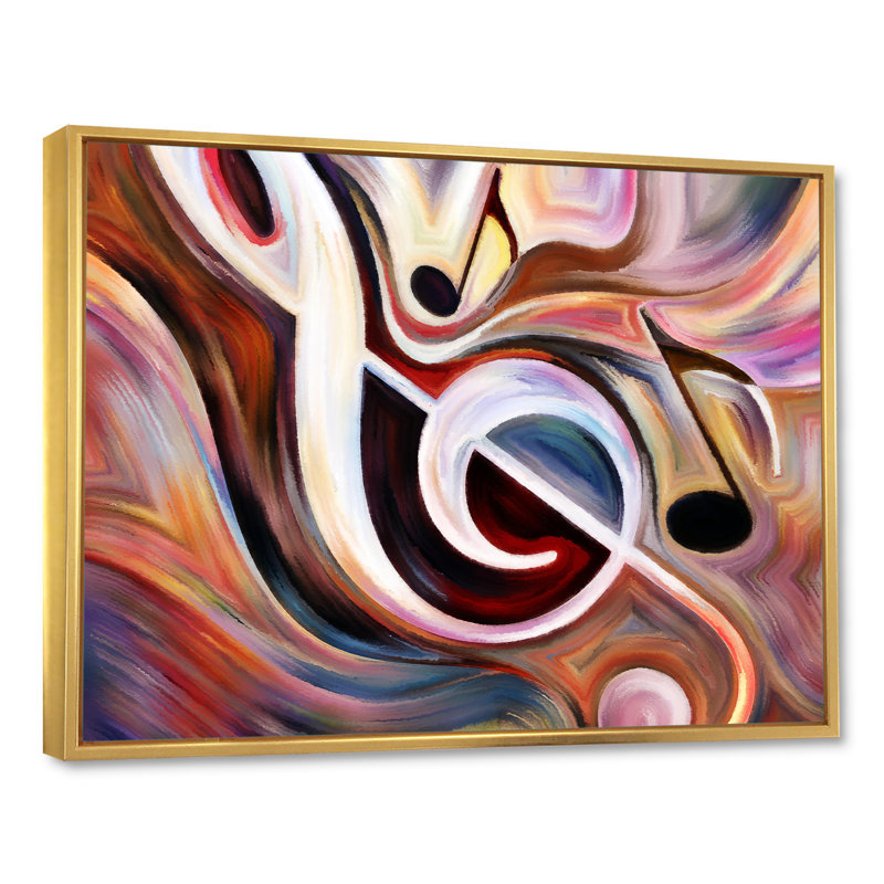 Reproduction de musique sur toile, symbole musical de clé de sol, H 24 po x l 32 po, Cadre flottant doré