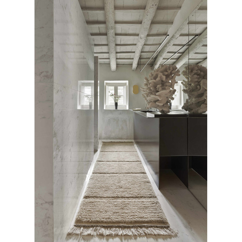 Tapis en laine Steppe - mouton beige, Tapis de couloir 2 pi 7 po x 7 pi 6 po
