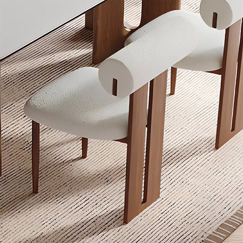 Ensembles de table à manger rétro élégants, H 29,53 po x L 70,87 po x l 35,43 po, 7 pièces : table, 6 chaises, Blanc