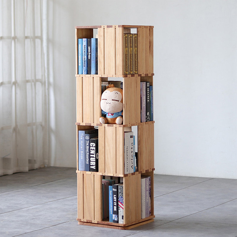 Bibliothèque rotative Burlywood, (4 tablettes) H 53,15 po x l 22,05 po x P 22,05 po