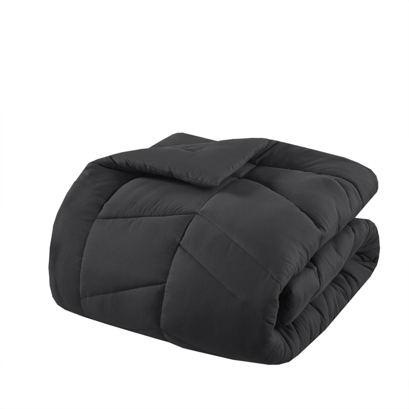 Black Twin Microfiber Reversible Chevron Comforter Set