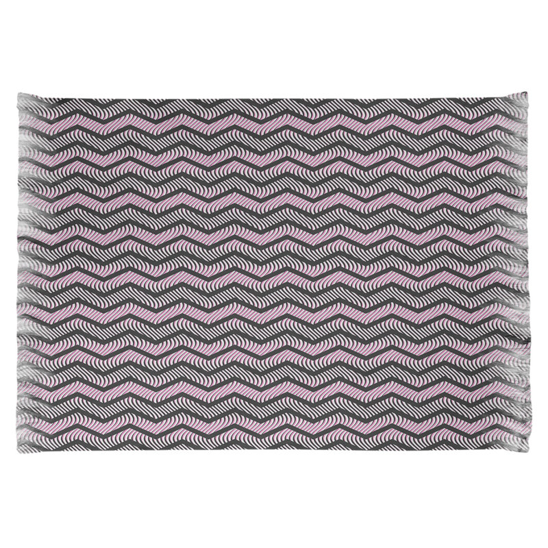 Tapis rose/noir à chevrons ondulés, Non